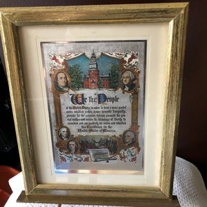 Vtg 1970s “We the People” Colored Foil Etch Print By JR Rosen Boston AE Hilton